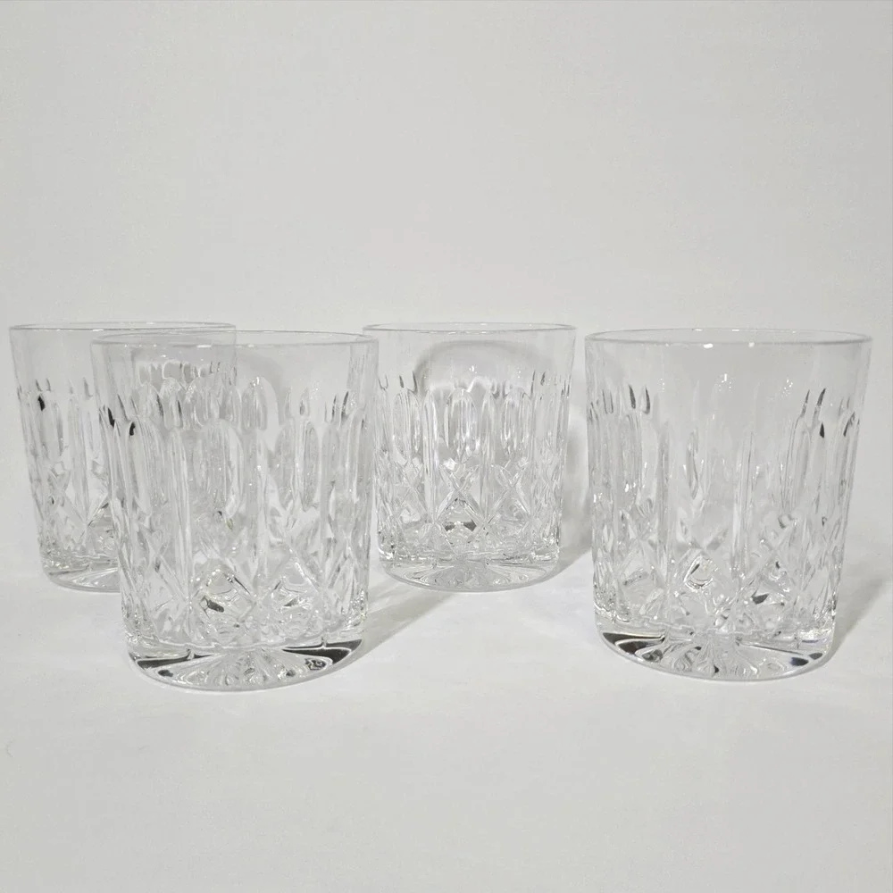 Vintage Lausitzer Cut Crystal Germany LA7 Old Fashioned Whiskey Glasses Set of 4